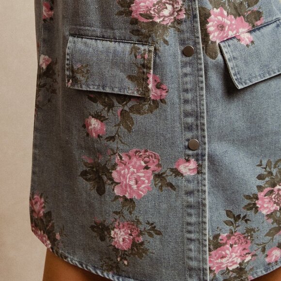 BIBI Vintage Inspired Floral Denim Vest Dress – Sleeveless, Y2K Western Boho - Picture 8 of 13